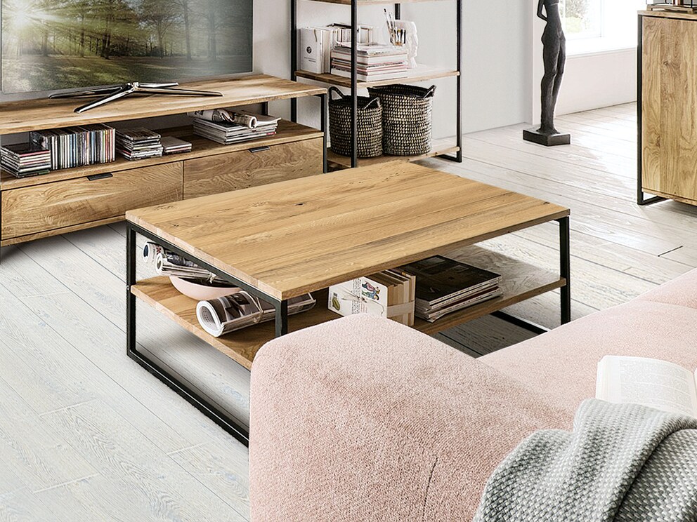 Table basse spacieuse avec rangement pratique, par ex. pour les magazines et la télécommande