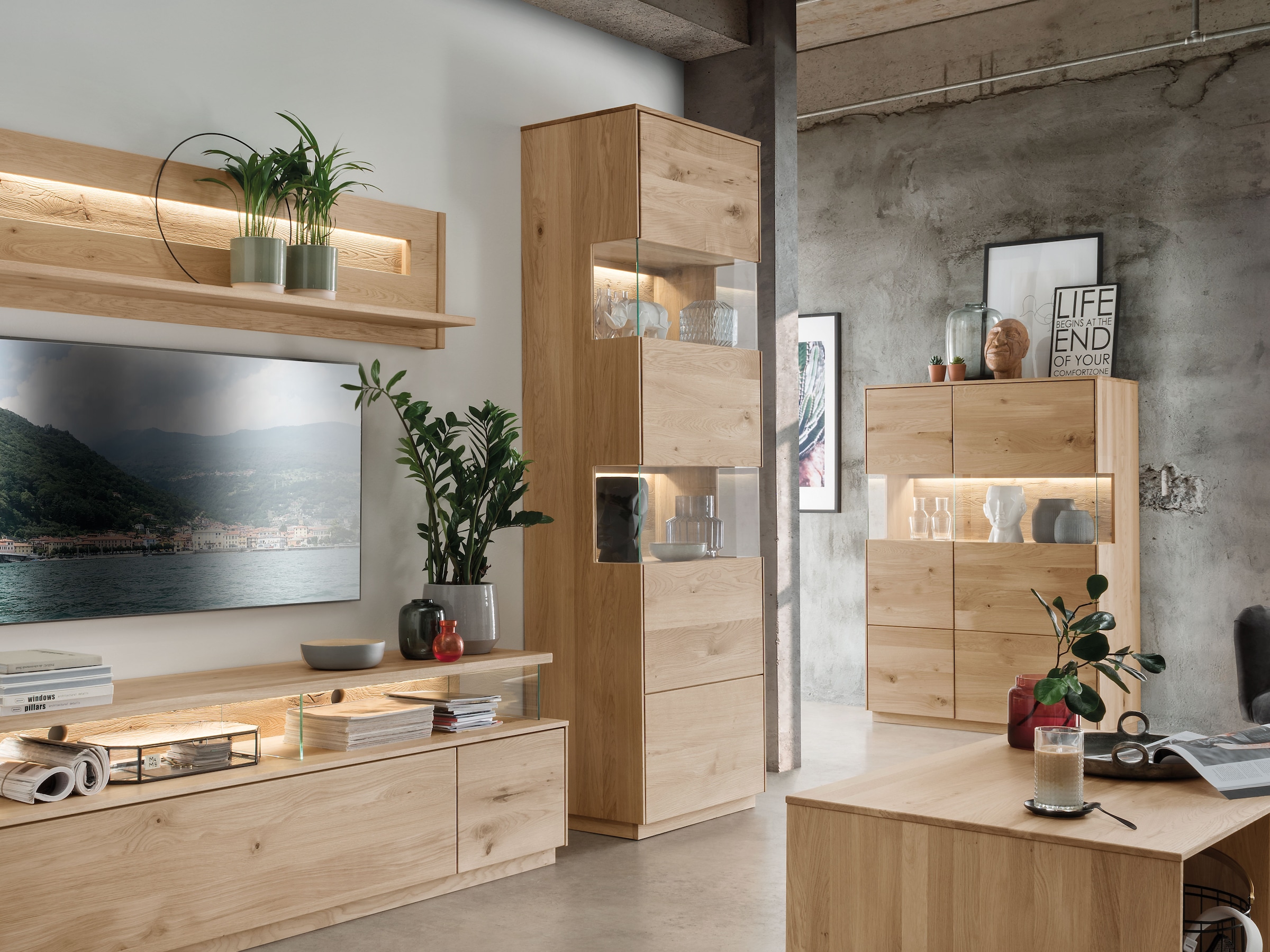 Vitrine "Vasado" | ohne Beleuchtung | Anschlag rechts | Manufakturqualität | Vegan