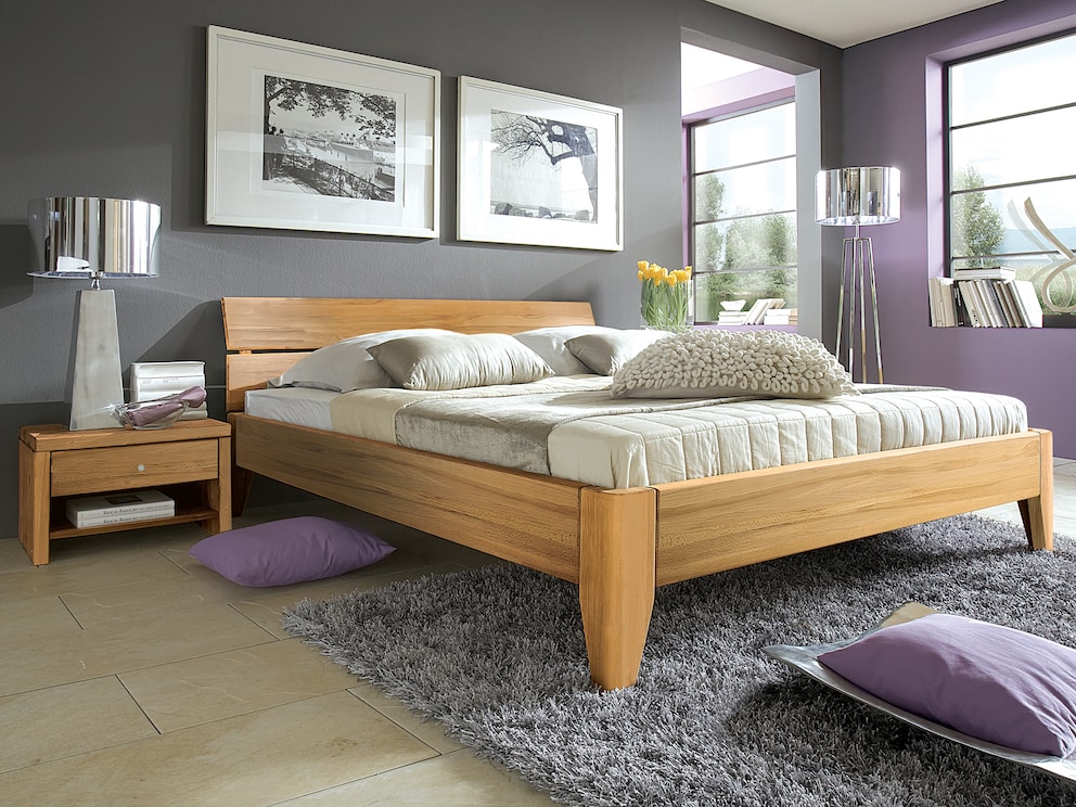 Lit « Sobaria » en cœur de hêtre huilé - un couchage élégant avec des veines vivantes