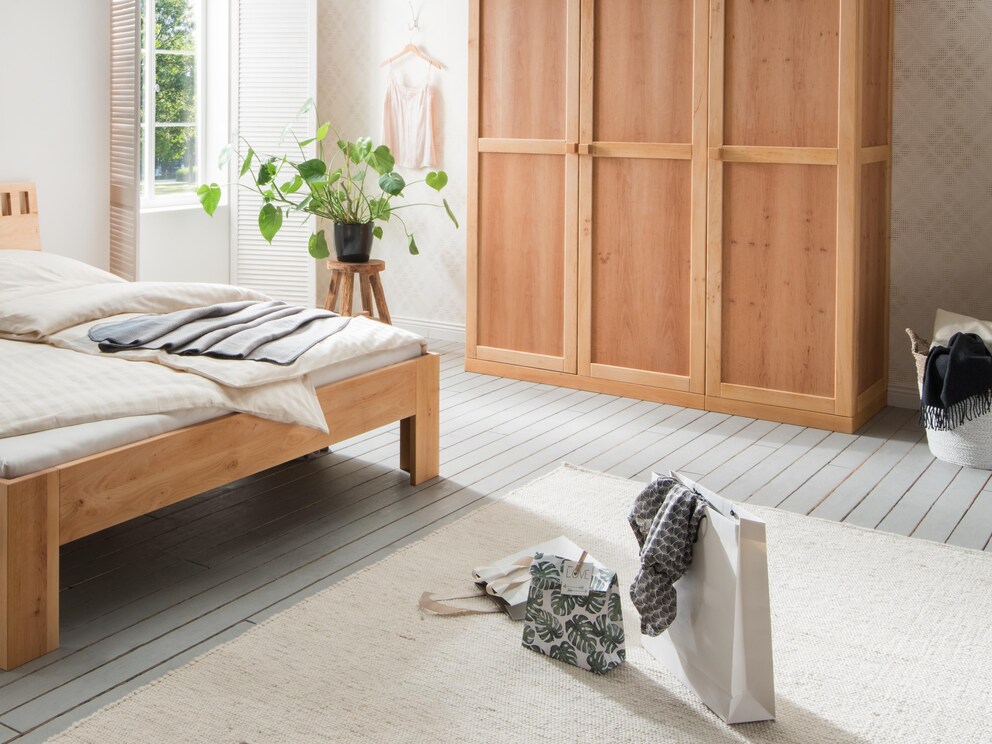 Handgeweven scheerwollen vloerkleed Cesena, kleurstelling beige