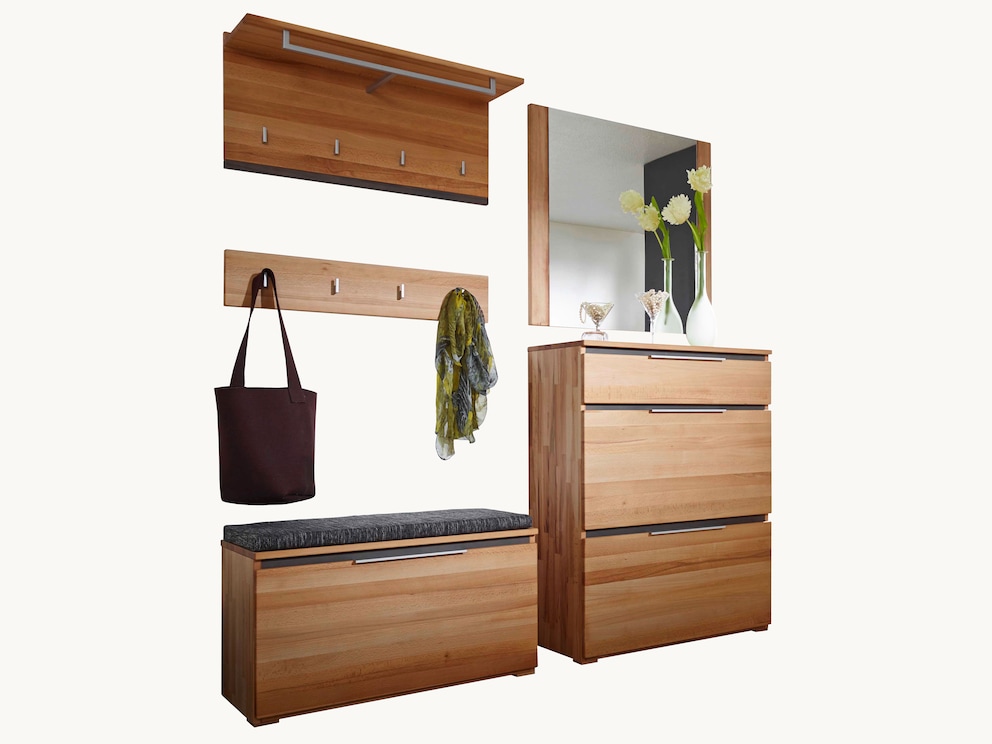 Ensemble de vestiaires pour votre entrée, ici la combinaison de meubles bien pensée de la variante 01