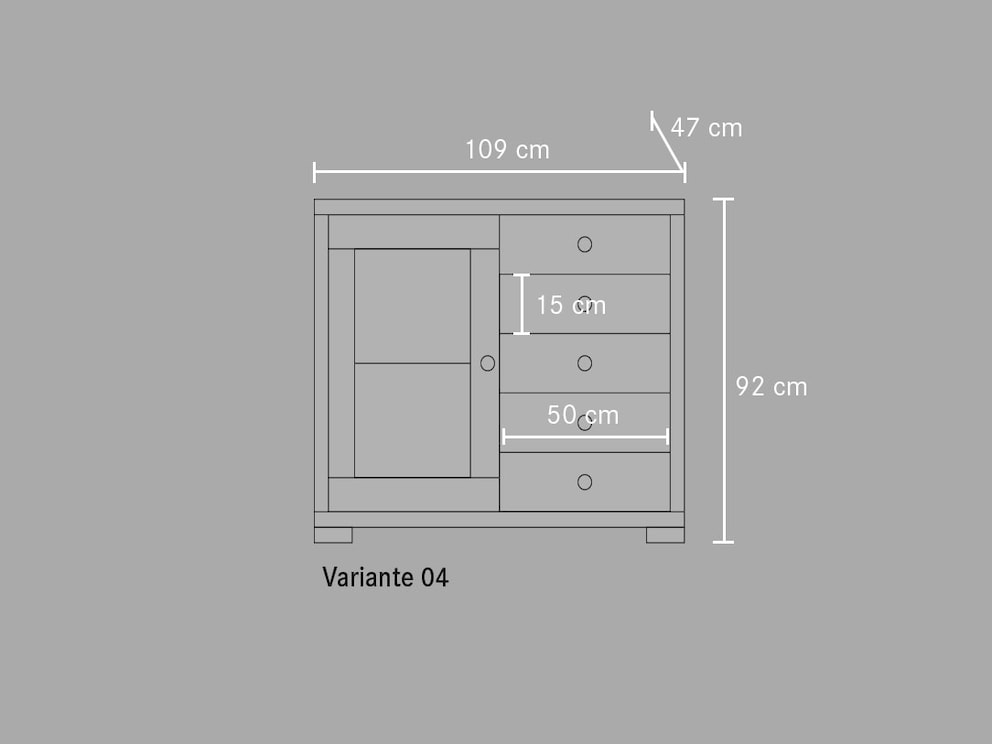 Variant 04, gedimensioneerde weergave - voor verdere details zie hoofdstuk Technische info