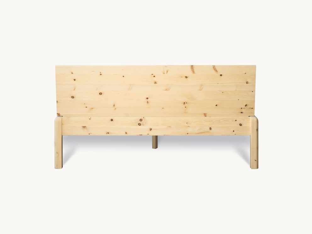 Massief houten bed Pino met ronde bedbodem - achteraanzicht