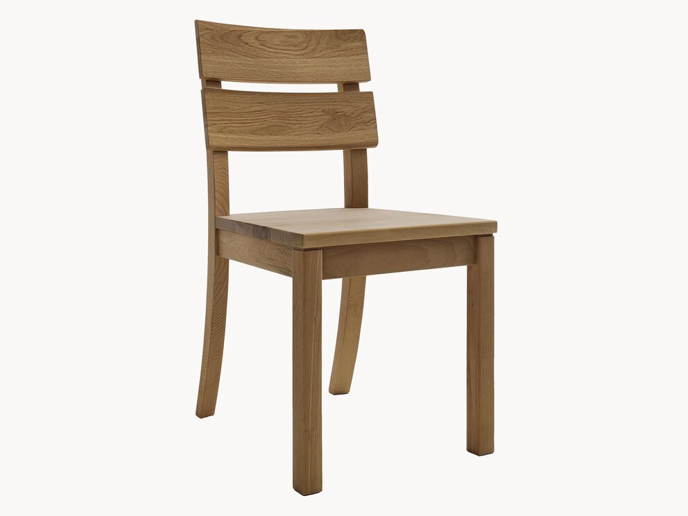 Dossier en deux parties avec arrondi confortable pour une assise confortable, ici en chêne sauvage noble