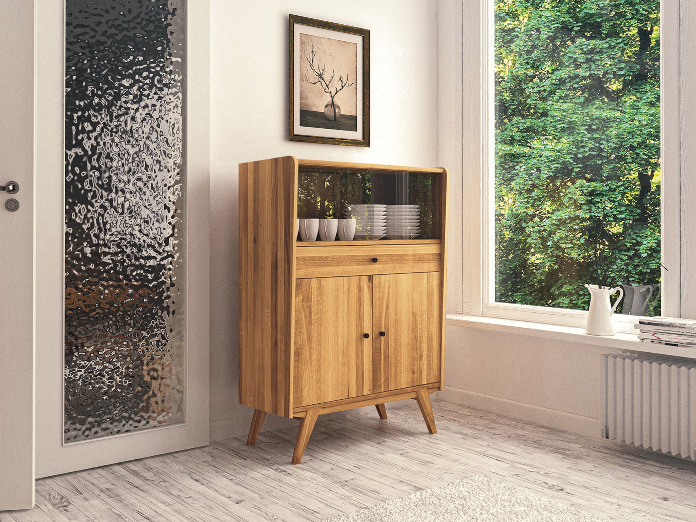 Highboard "Lasala" | Kernbuche | Manufakturqualität | Vegan