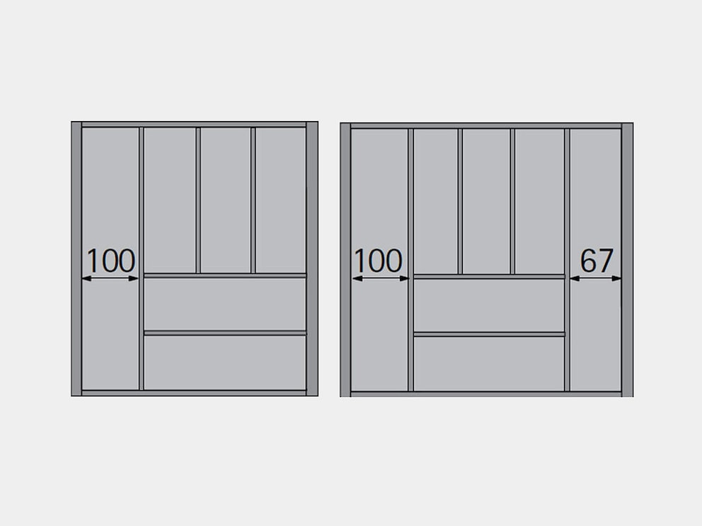 Range-couverts disponible au choix pour les tiroirs de 50 et 60 cm de large