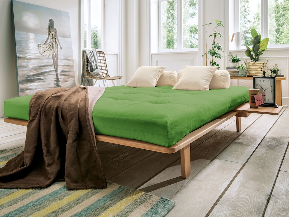 Futon-Matratze Suma-Melia mit Bezug in der Farbstellung grün
