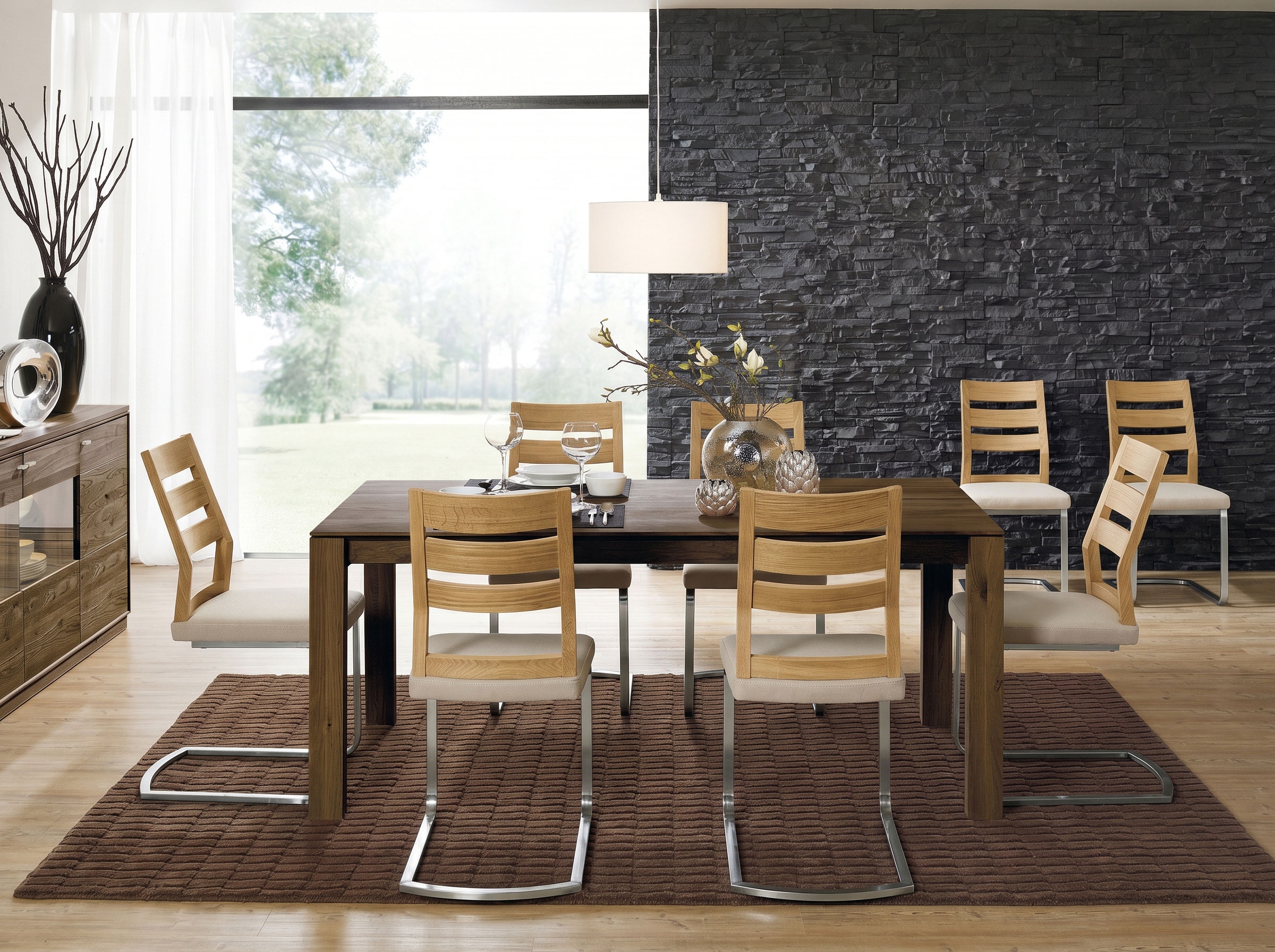 Stuhl "Acero" | mattschwarz | Kernbuche | Echtleder - beige