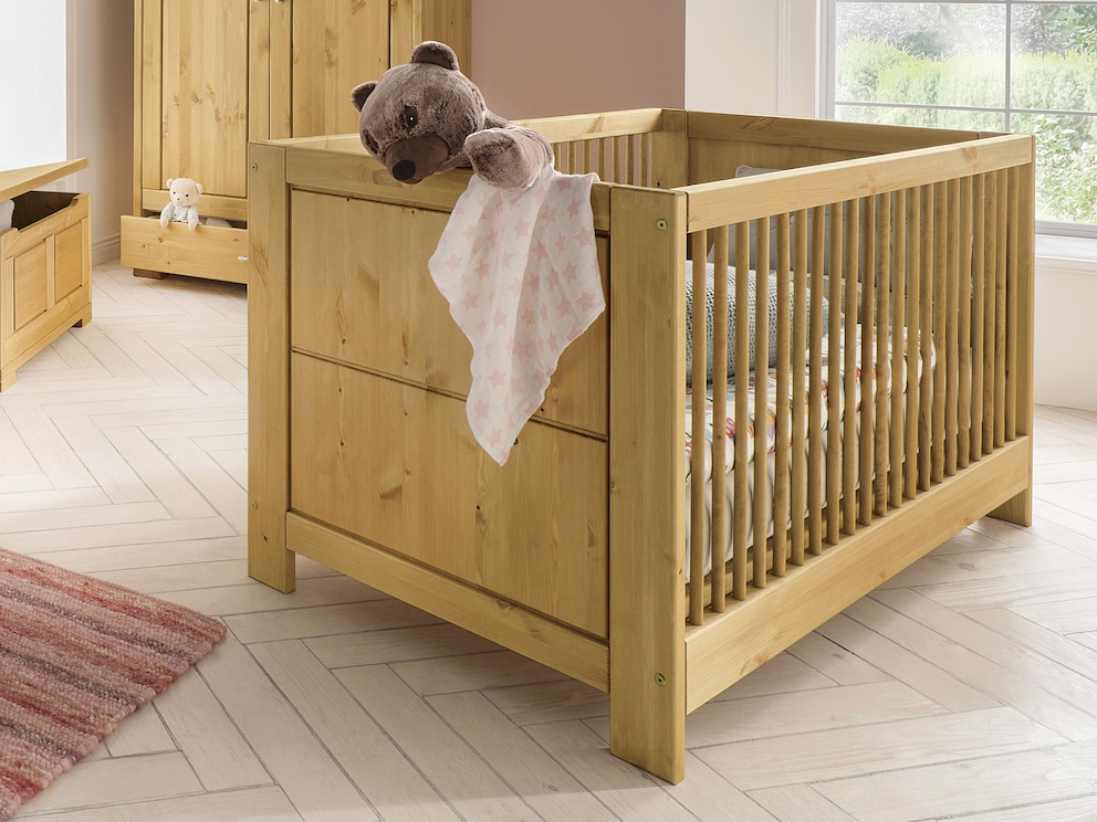 Babybed Piccolino in geolied grenen