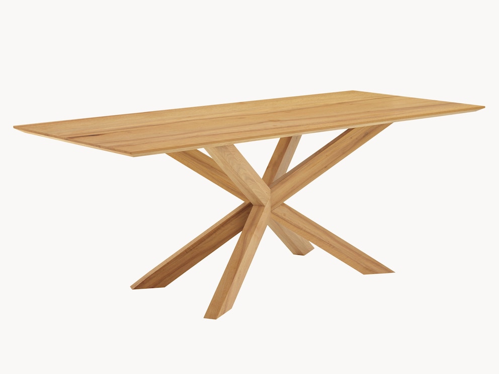 Aurana tafel met roestvrij stalen frame en kernbeuken tafelblad (afgebeelde stoelen niet beschikbaar)