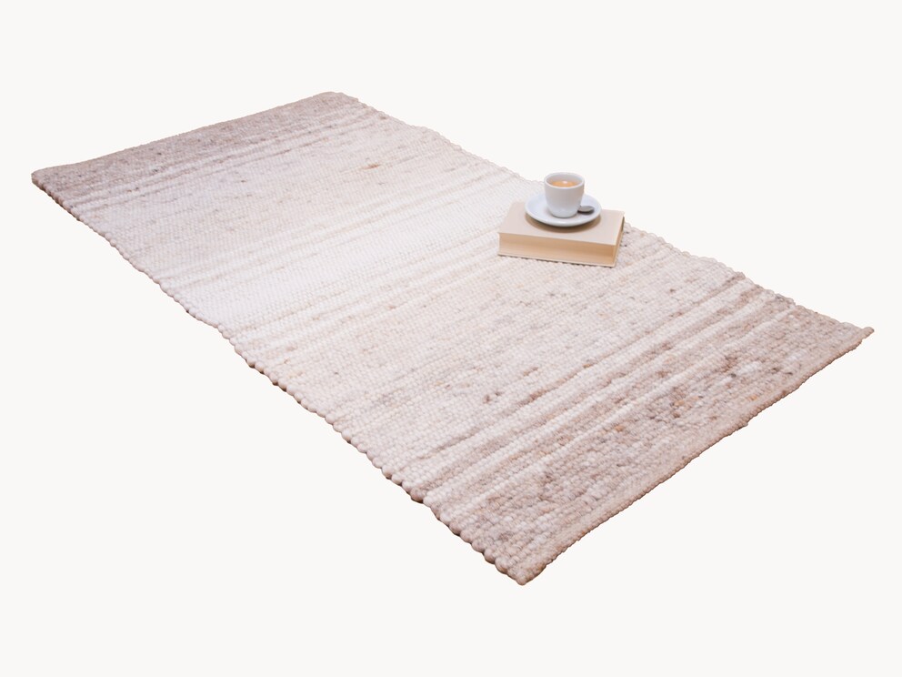 Scheerwollen vloerkleed Corrida - hier in beige/wit van 100 % schapenscheerwol, Made in Germany