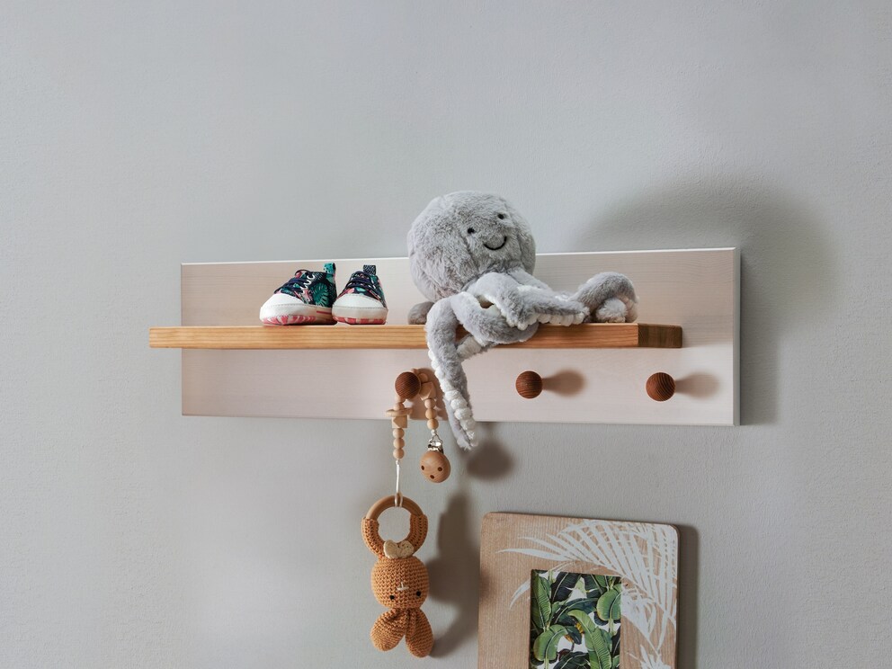 Petite aide astucieuse en pin massif - ici blanc/délavé à l'acide