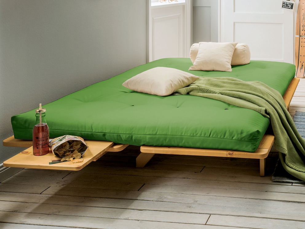 Futon-Matratze Suma-Nashi mit Bezug in der Farbstellung grün