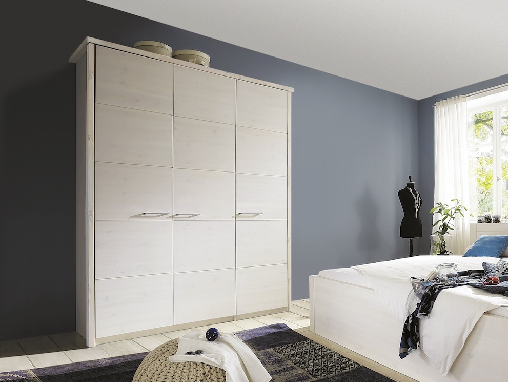 Armoire « Midera », version 3 portes, blanc lasuré