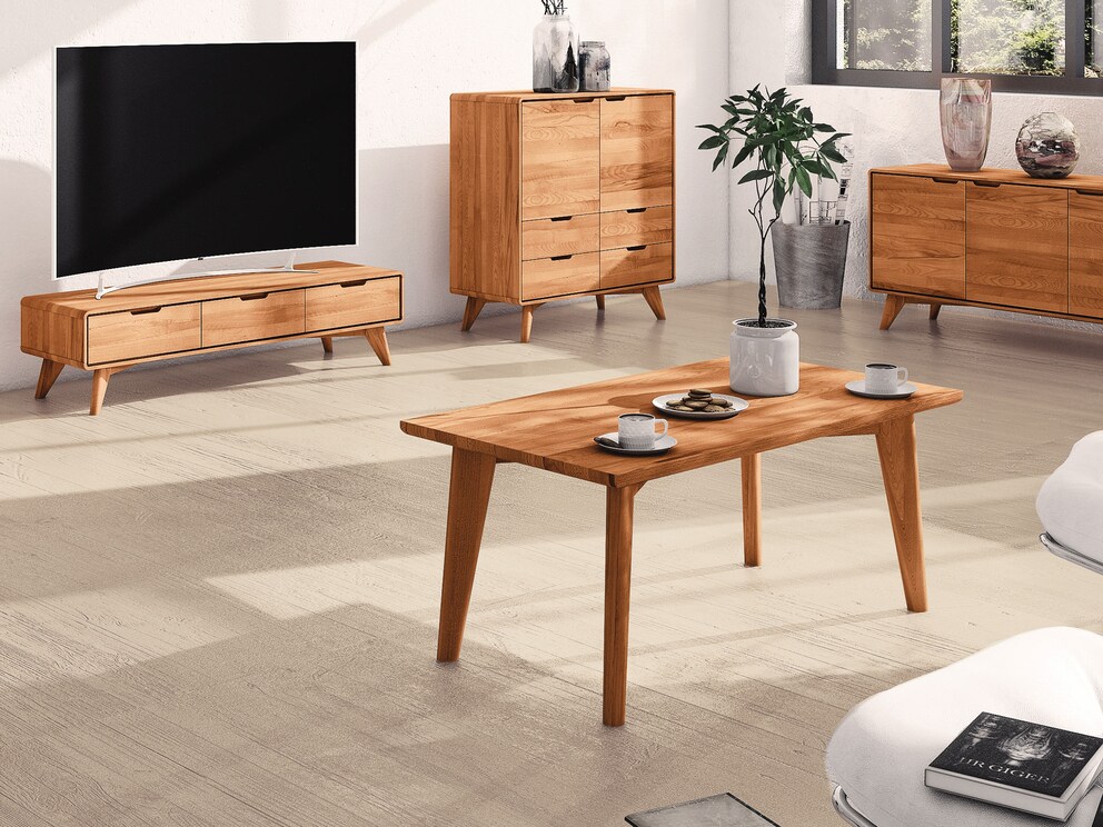 Tario salontafel in beukenhout met massieve kern en doorlopende lamel