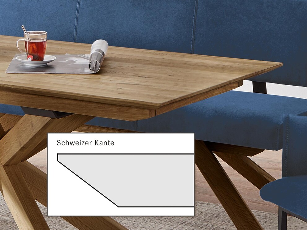 Perfect afgewerkt - tafelblad met afgeschuinde Zwitserse rand