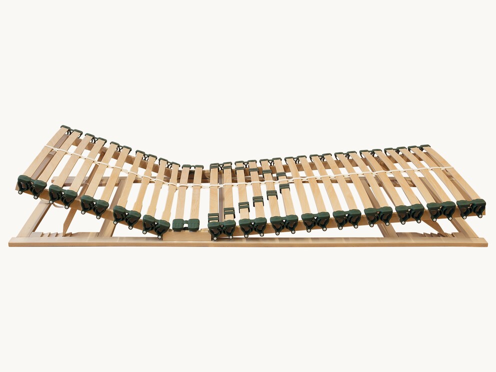 Zeer comfortabel, metaalvrij lattenbodem met hoog veereffect