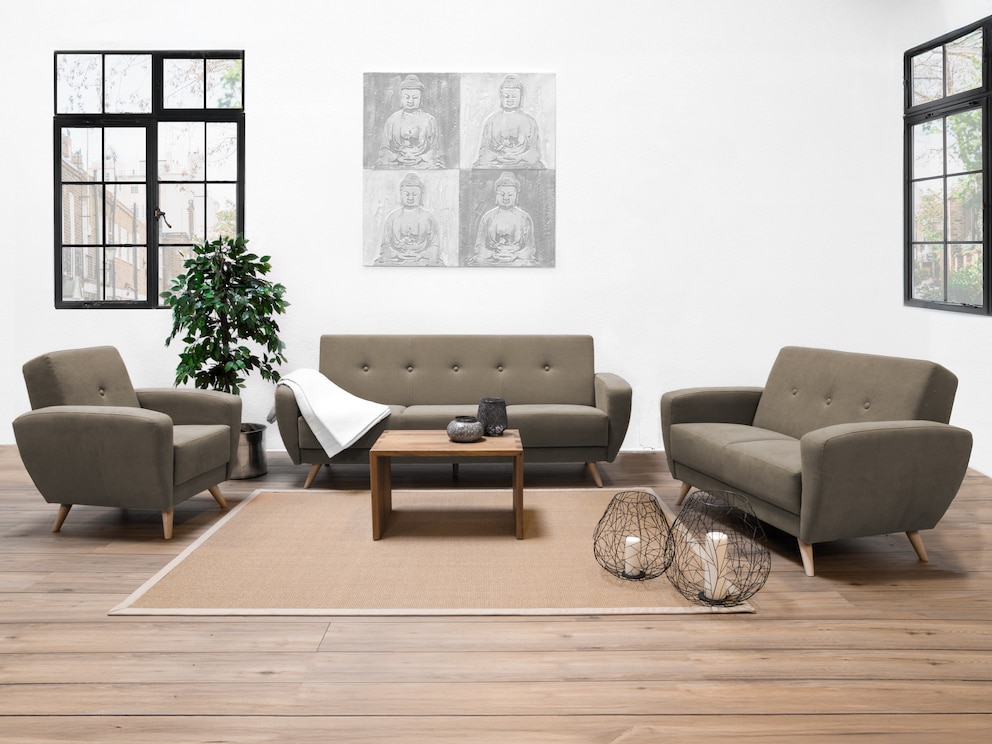 Tout simplement confortable : votre nouveau ensemble canapé fauteil « Deria »