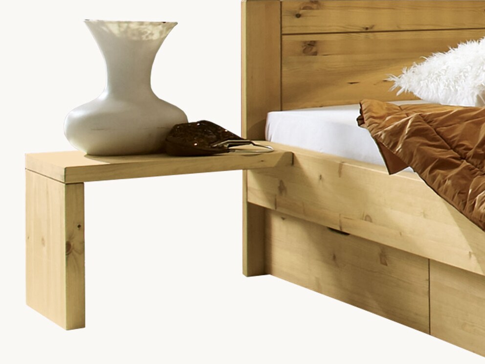Nachtkastje voor bed met Mascella-lade in sobere uitvoering, gebeitst/geolied zonder lade