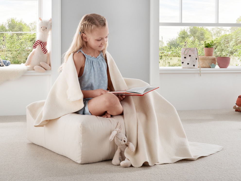 Ook voor kinderen is de poef een gezellige plek om te lezen en te spelen