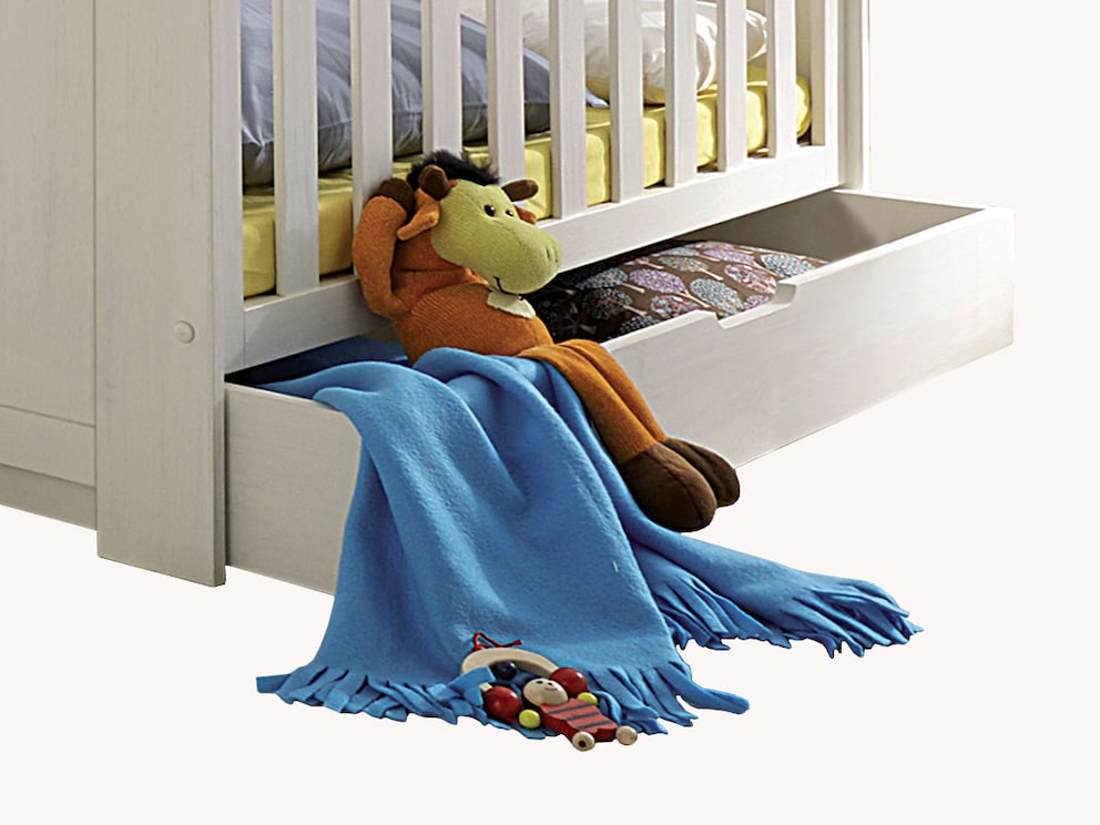 Bedlade voor Sunny kinderbed van massief grenenhout in wit biedt voldoende opbergruimte