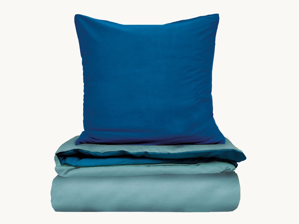Linge de lit en flanelle « Calida » dans une palette de couleurs bleu azur / turquoise