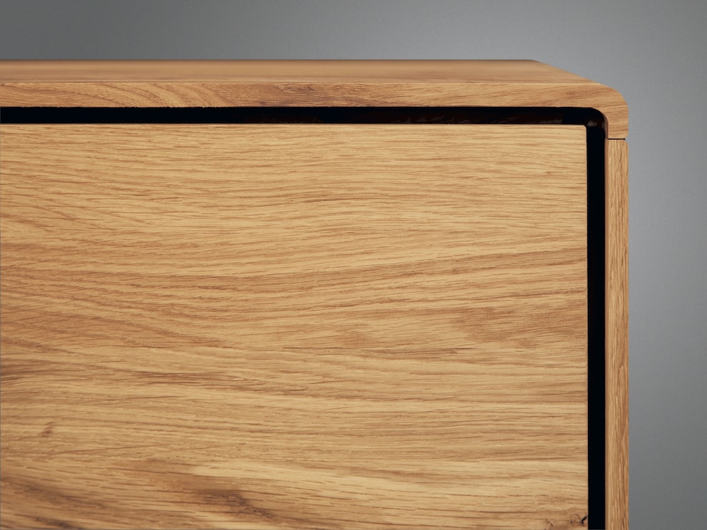 Het slanke frame omlijst het lowboard bijzonder mooi