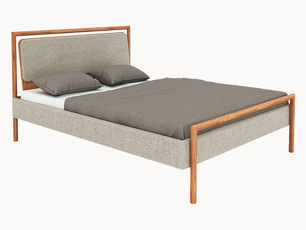 Lit rembourré « Serea » – chêne sauvage et beige pour une atmosphère apaisante