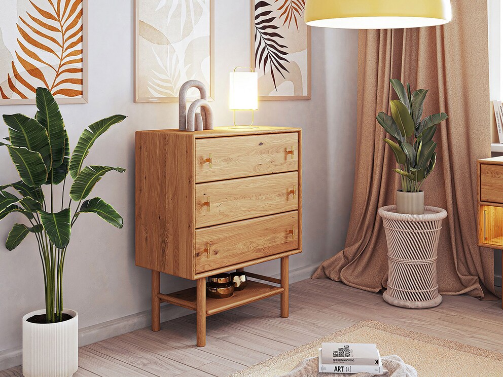 Kommode Serea, Variante 01 aus geölter Wildeiche – nordische Leichtigkeit trifft Mid-Century-Design
