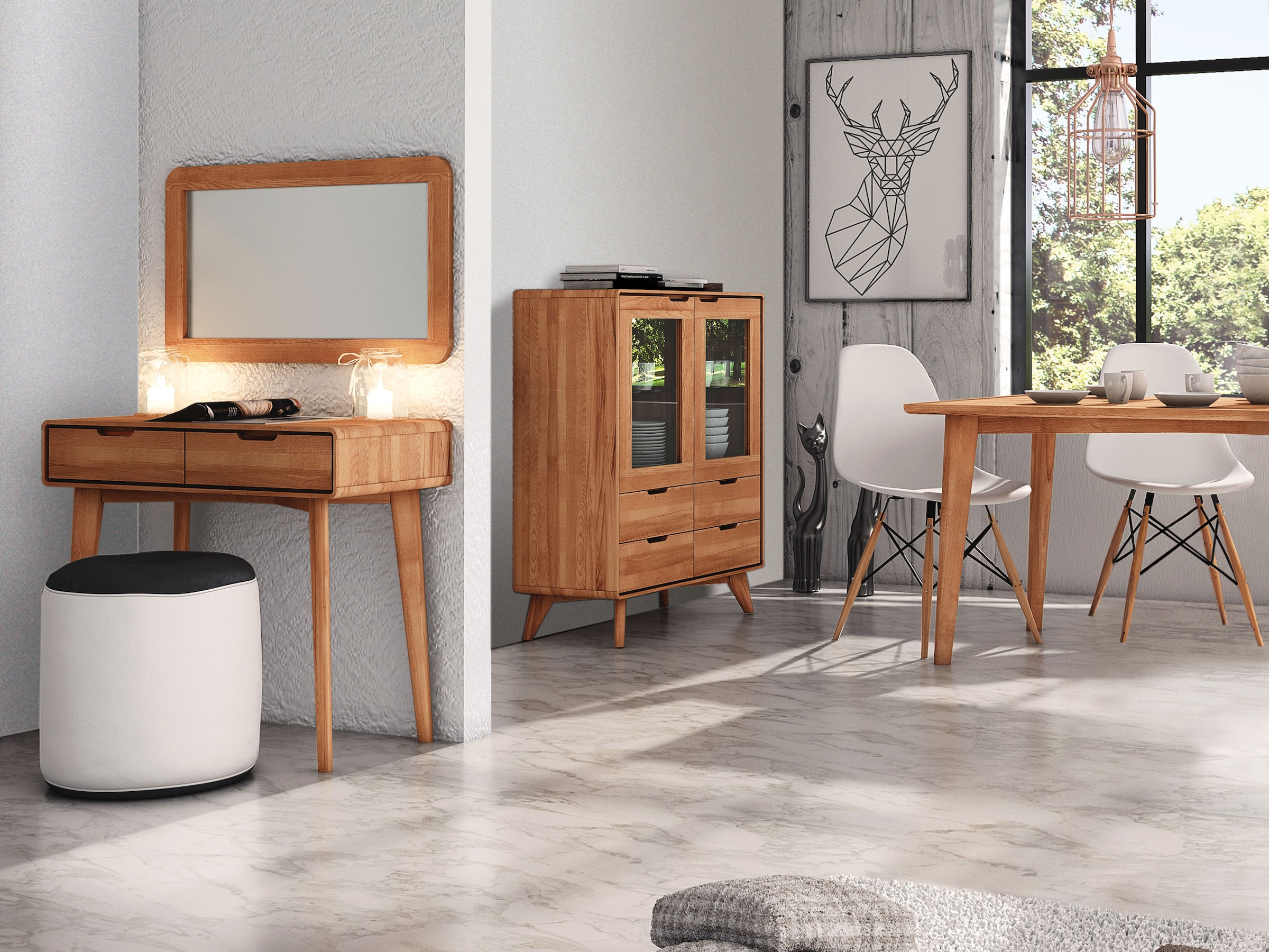 Vitrine "Tario" | Kernbuche | Manufakturqualität | Vegan