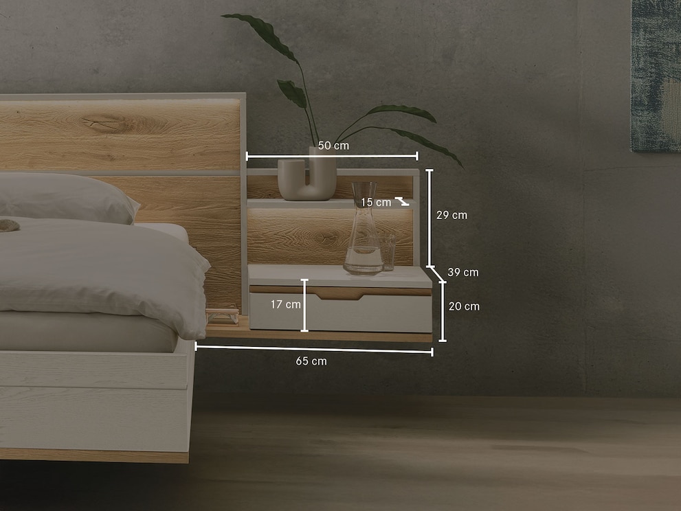 Table de chevet cotée - informations sous « Infos techniques »