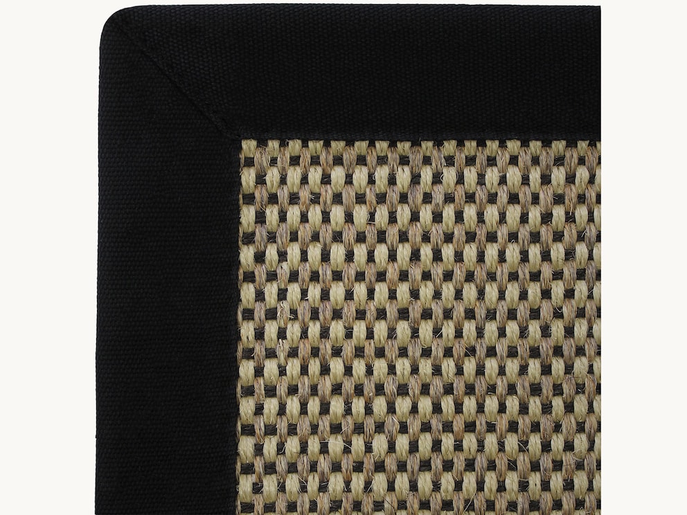 Sisal vloerkleed Lagunera met grote Panamabinding in 2-kleuren techniek, hier met bruine rand