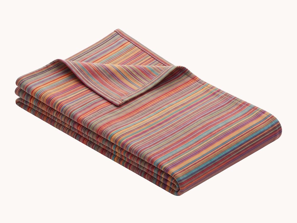 Freche, moderne Baumwoll-Plüschdecke Cotona-Listra in Farbstellung multicolor