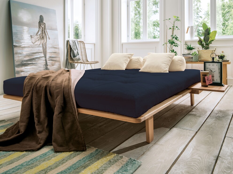 Futon-Matratze Suma-Melia mit Bezug in der Farbstellung dunkelblau