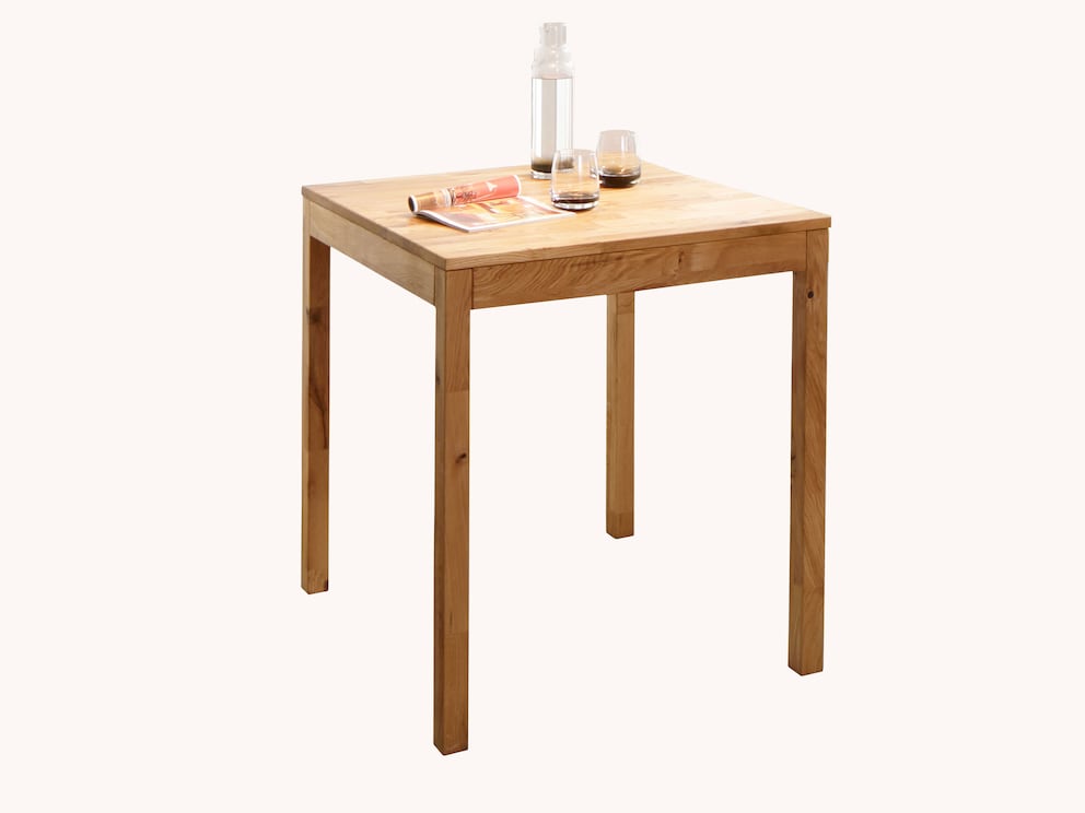 Kleine vierkante eettafel met afmetingen 70 x 70 cm