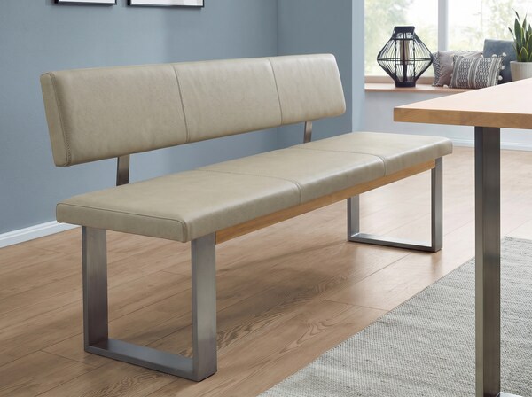 Consola Em Madeira, Metal E Pele Sintética Natural/branca, 90 X 30 X 80 Cm Natural B3ec2