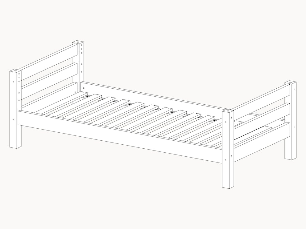 Jeugdbed Kiddy, variant 01 - schematische voorstelling