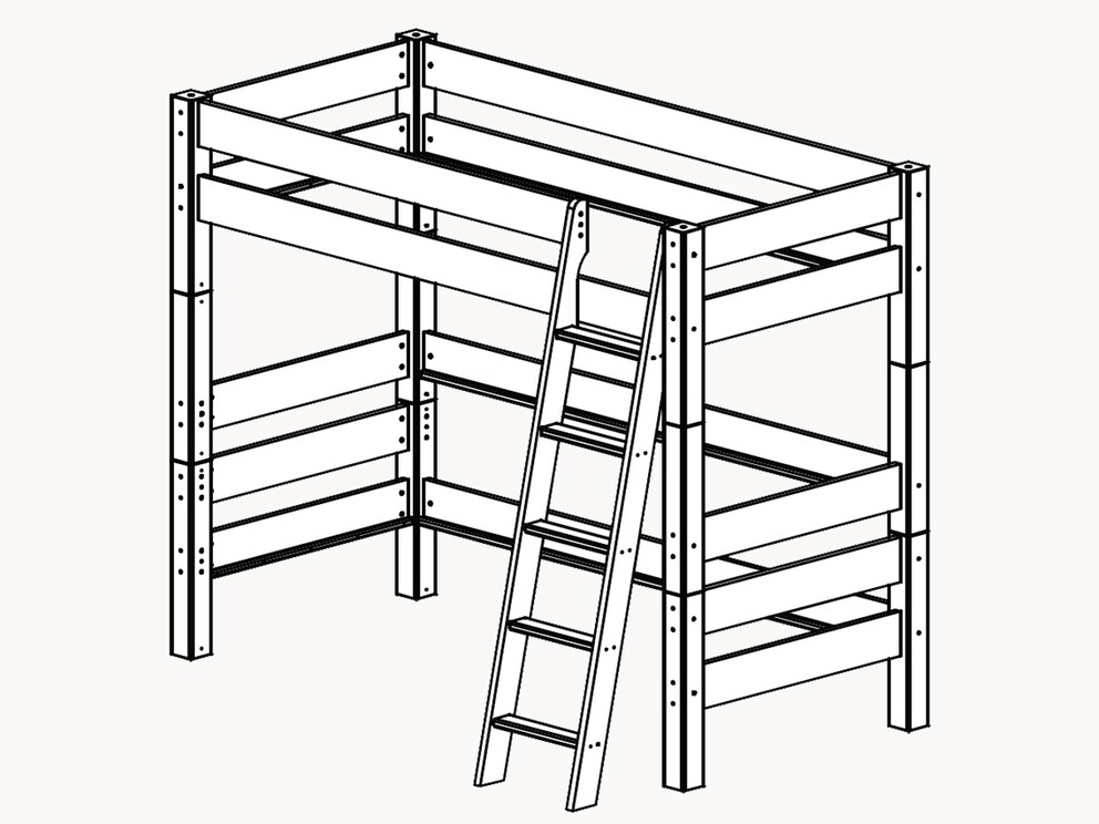 Hoogslaper Pico, ligvlak 90x200 cm - schematische afbeelding