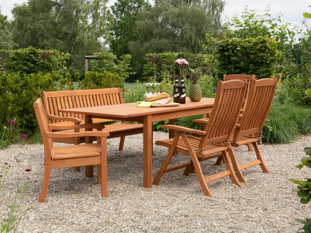 Combinaison harmonieuse avec banc et table de jardin Celano