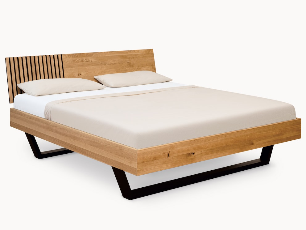 Zwevend bed Acustica met elegante zwarte lopers