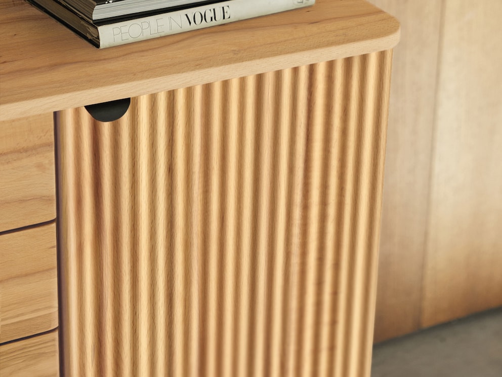 Das eingearbeitete Wellen-Relief schafft mit der Holz-Maserung einen einzigartigen Effekt
