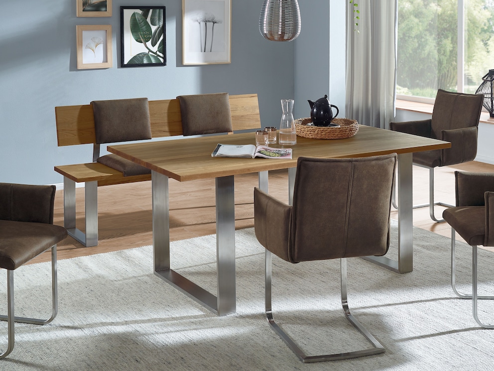 Mercedo tafel zonder uittreksel wordt gemaakt zonder frame - hier in eik