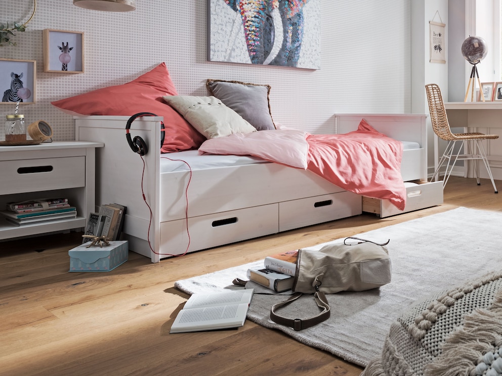 Waardevolle opbergruimte voor dekens, kussens, speelgoed & co.