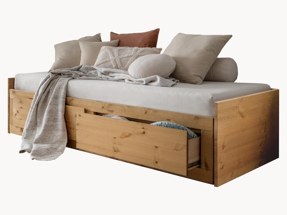 Dedia - het perfecte uitschuifbed in je logeerkamer, hier in geoliede/beitsafwerking