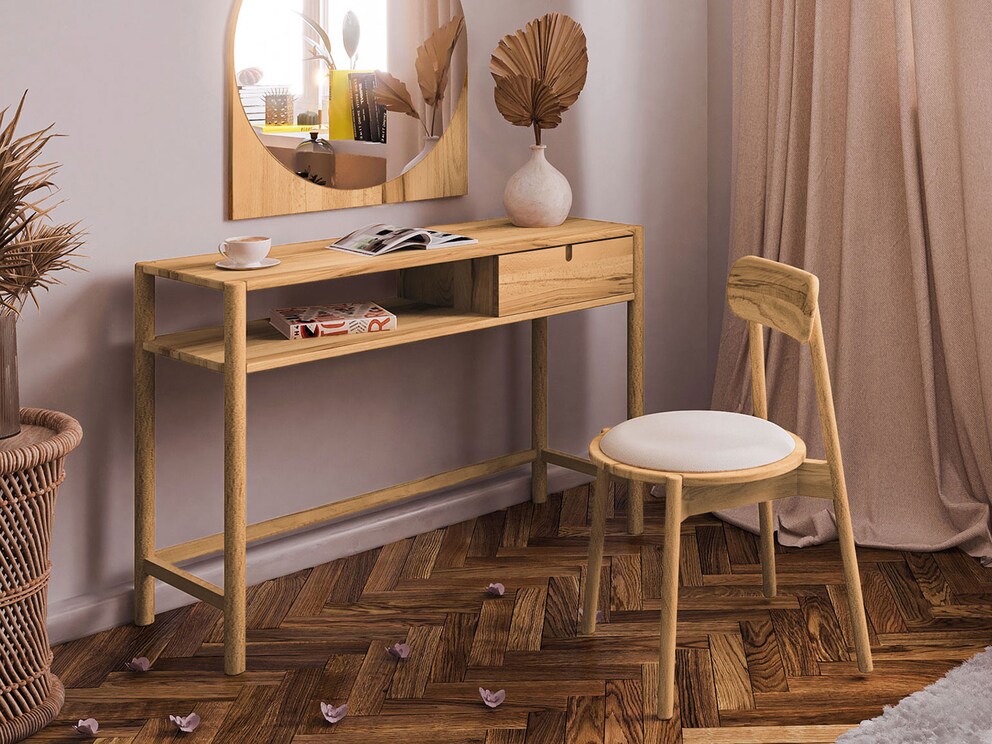 Kan ook worden gebruikt als een kaptafel in combinatie met de Rota spiegel - hier in kernbeuken