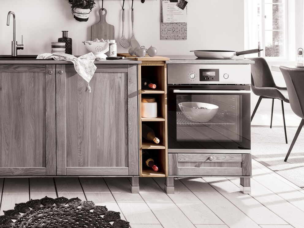 Module intermédiaire « Mediterano » avec planche à découper pour armoires basses de même hauteur