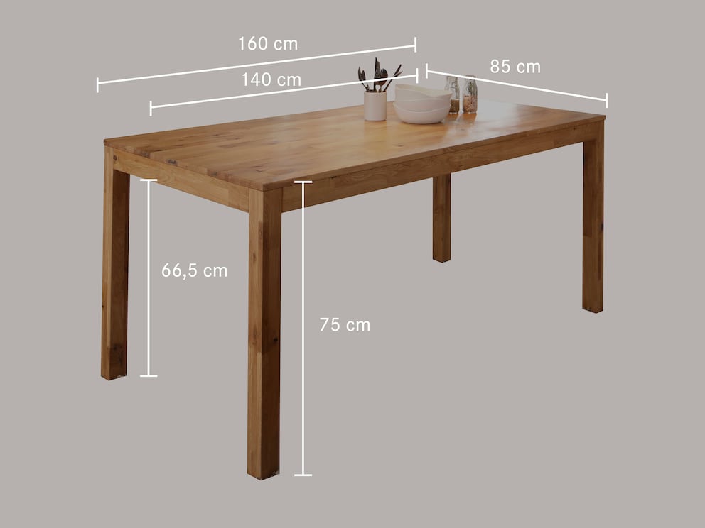 Technische illustratie - tafels met een breedte van 85 cm