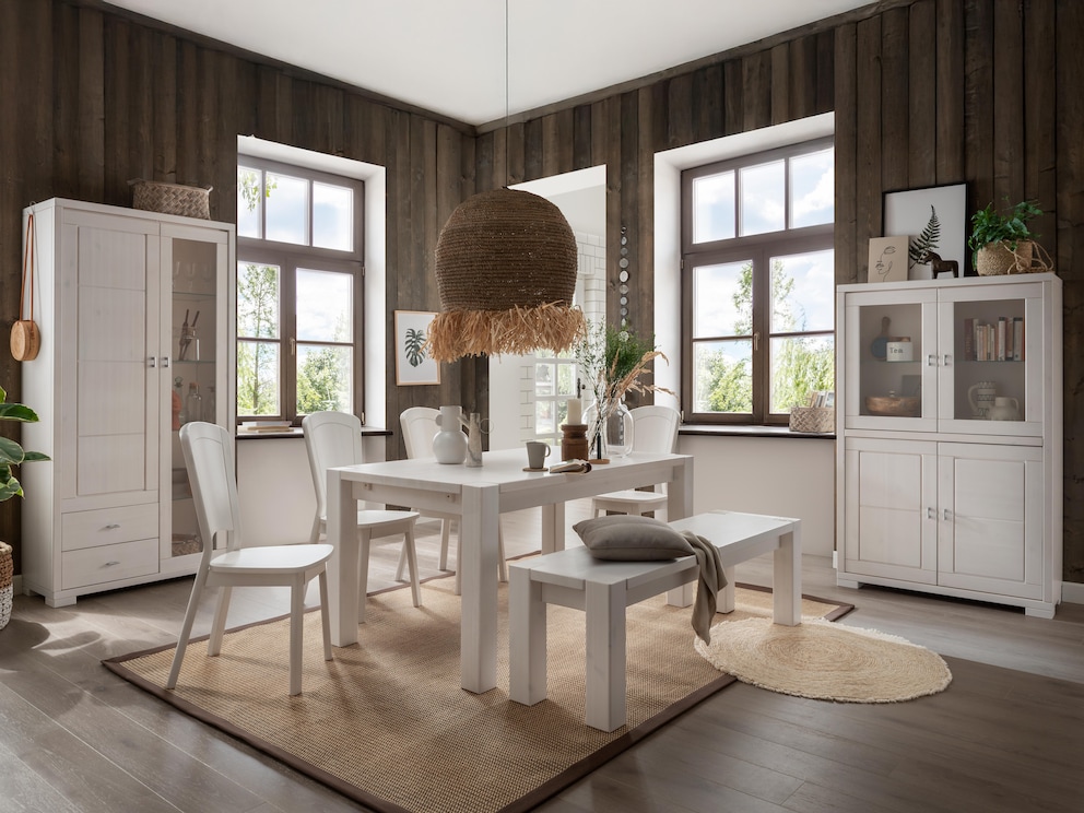 Links Mascella highboard variant 03 en rechts variant 01 in wit gelakt grenen