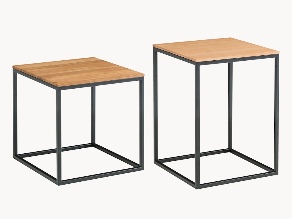 Lage en hoge vierkante uitvoering met houten tafelblad