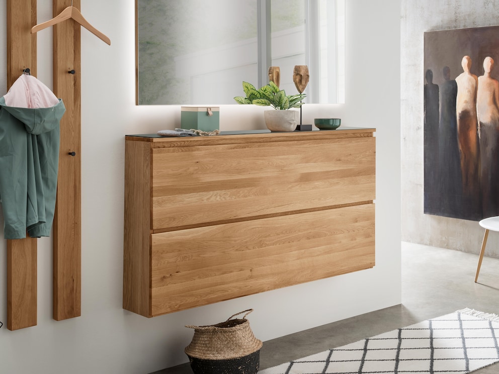 Armoire à chaussures d'apparence légère grâce à l'aspect flottant très tendance